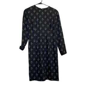 Talbots Floral Print Ponte Sheath midi Dress black sz 4 3/4 sleeve round neck